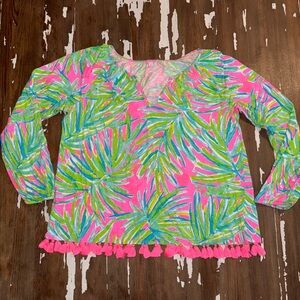 Linzy Tiki Pink Lime Blouse